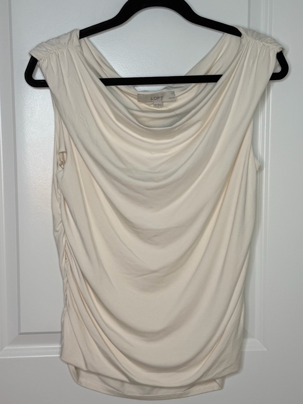 LOFT Ivory Cowl Neck Sleeveless Top